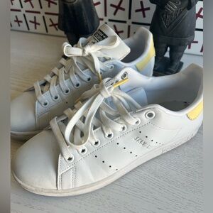 Adidas Ladies White and Yellow Stan Smith Sneakers